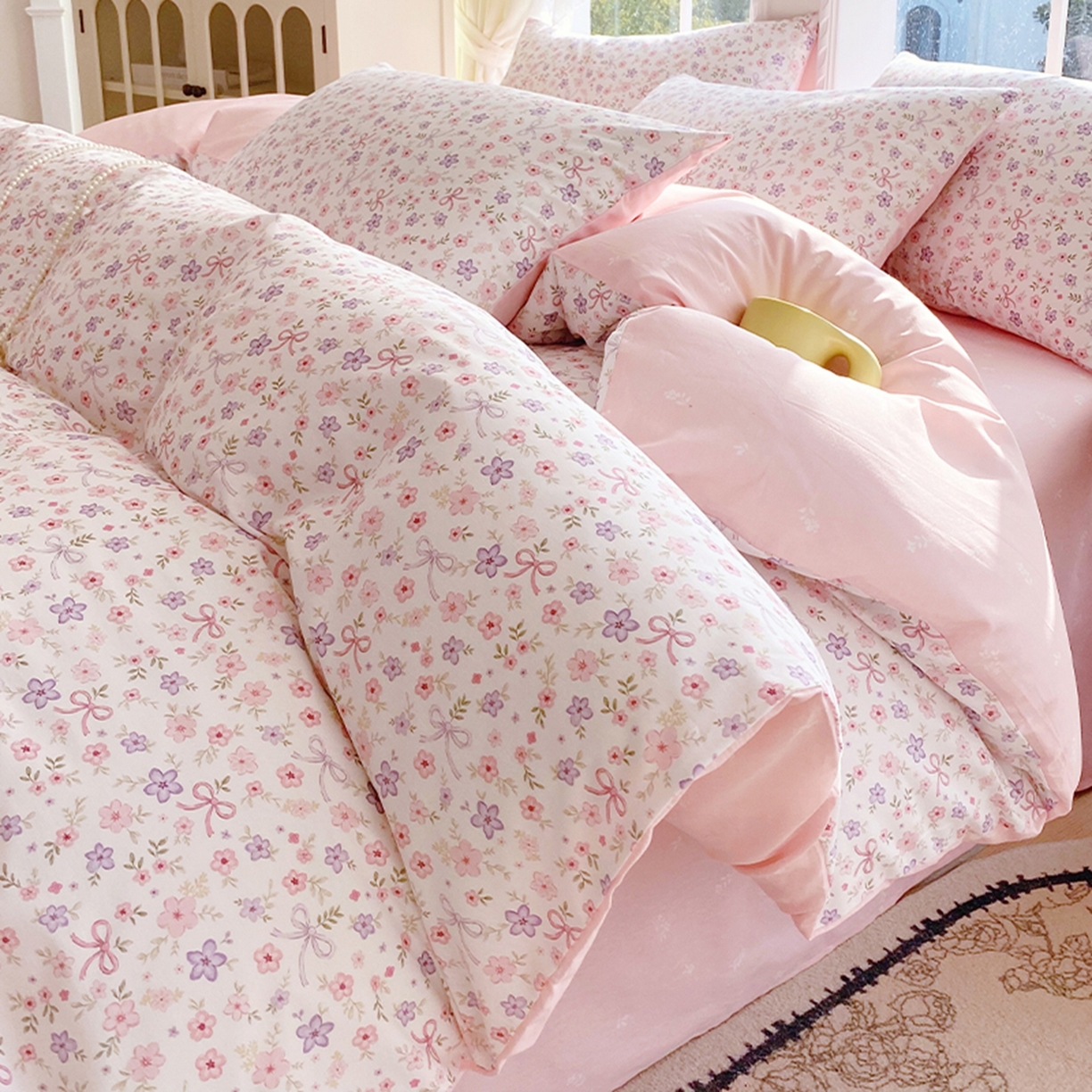 91家纺网 家纺一手货源 找家纺 （总）小懒猪 2026新款北欧风高支高密全棉纯棉四件套（提供买家秀）