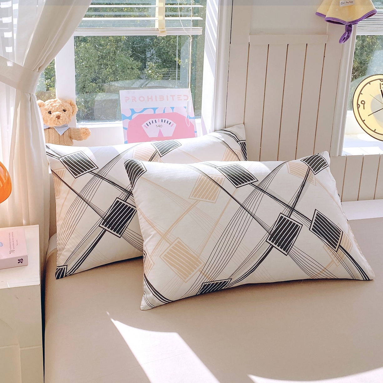 91家纺网 家纺一手货源 找家纺 小懒猪 2026新款北欧风高支高密全棉纯棉四件套（提供买家秀） 铂格纹