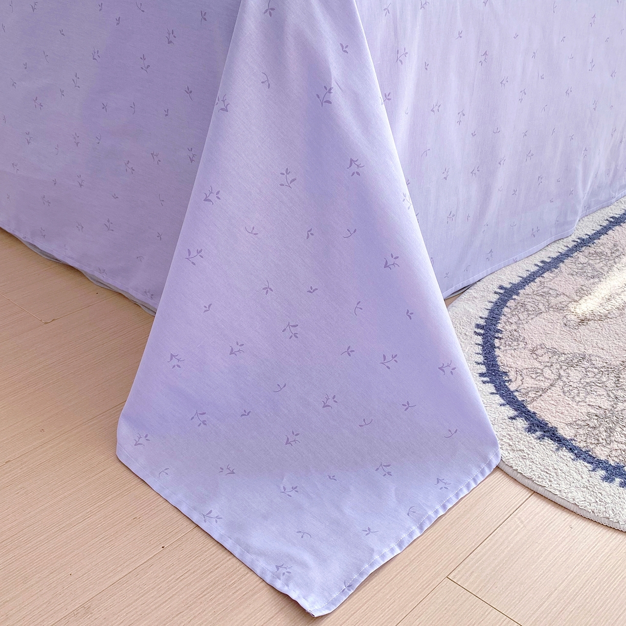 91家纺网 家纺一手货源 找家纺 小懒猪 2026新款北欧风高支高密全棉纯棉四件套（提供买家秀） 淡紫花屹