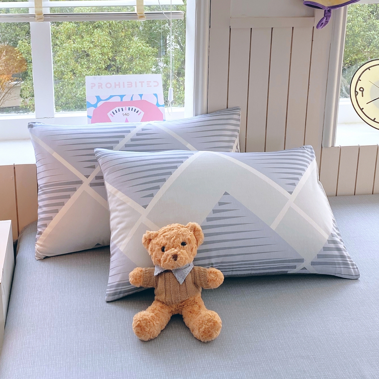 91家纺网 家纺一手货源 找家纺 小懒猪 2026新款北欧风高支高密全棉纯棉四件套（提供买家秀） 蓝灰格序