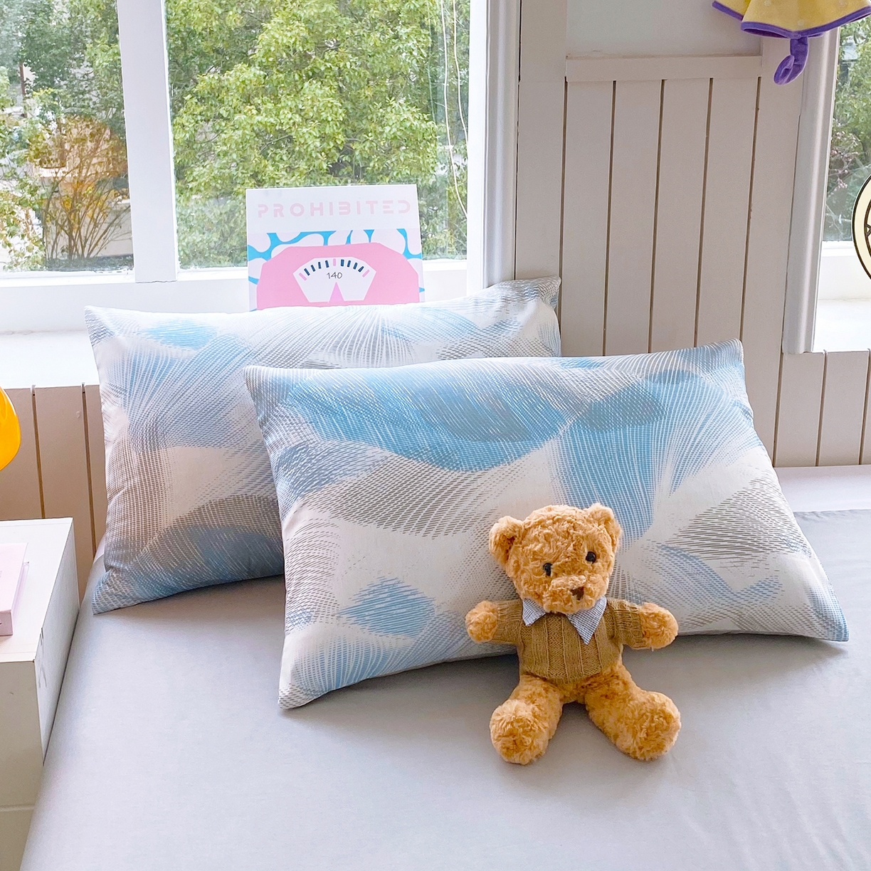 91家纺网 家纺一手货源 找家纺 小懒猪 2026新款北欧风高支高密全棉纯棉四件套（提供买家秀） 蓝絮银织