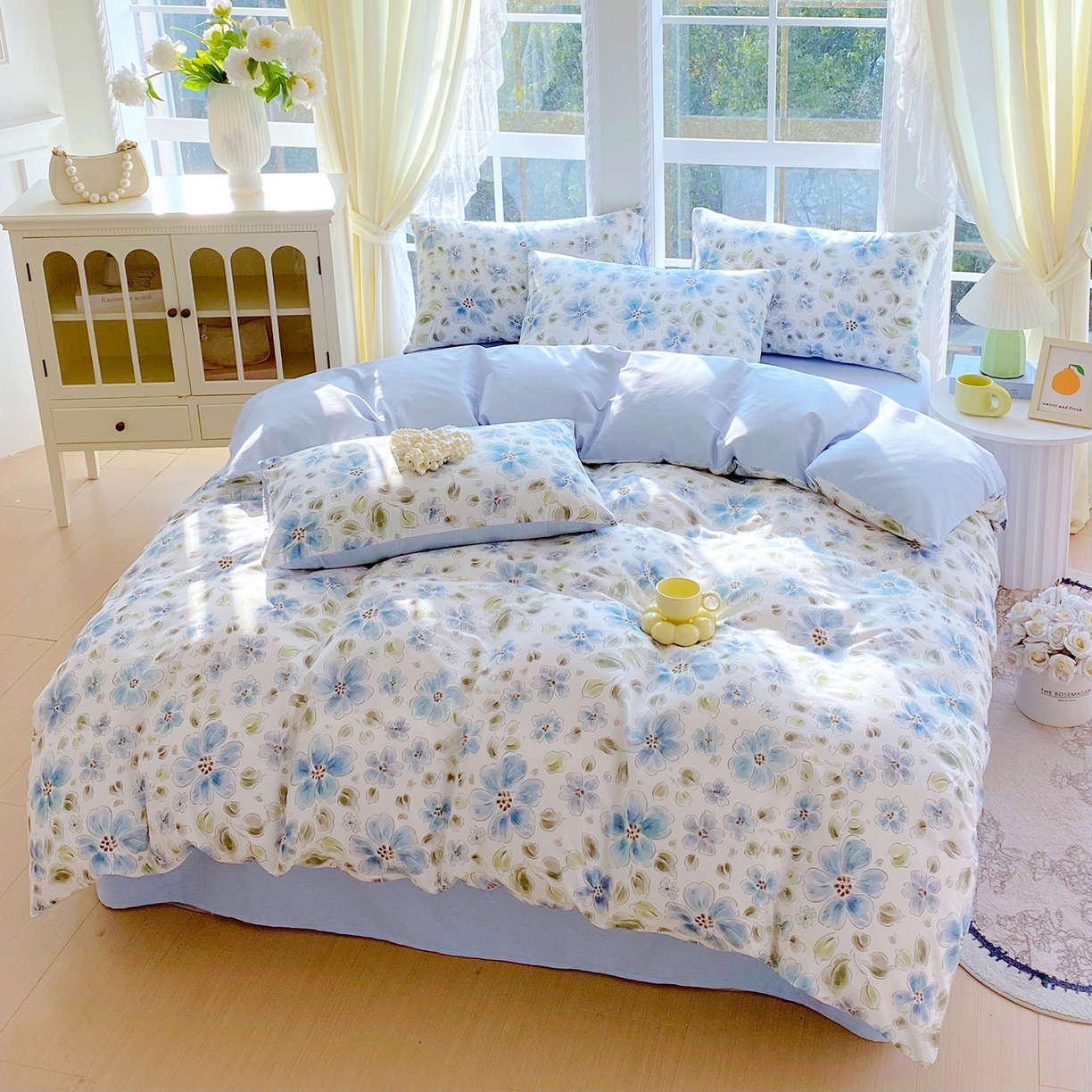 91家纺网 家纺一手货源 找家纺 小懒猪 2026新款北欧风高支高密全棉纯棉四件套（提供买家秀） 柳色衫林