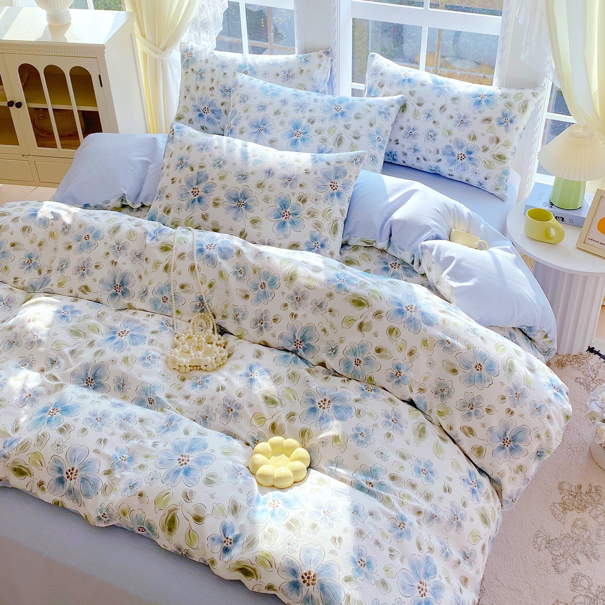 91家纺网 家纺一手货源 找家纺 小懒猪 2026新款北欧风高支高密全棉纯棉四件套（提供买家秀） 柳色衫林