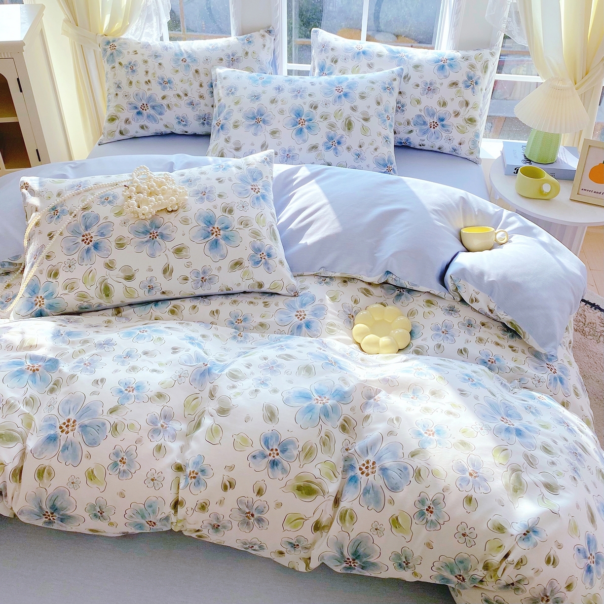 91家纺网 家纺一手货源 找家纺 小懒猪 2026新款北欧风高支高密全棉纯棉四件套（提供买家秀） 柳色衫林