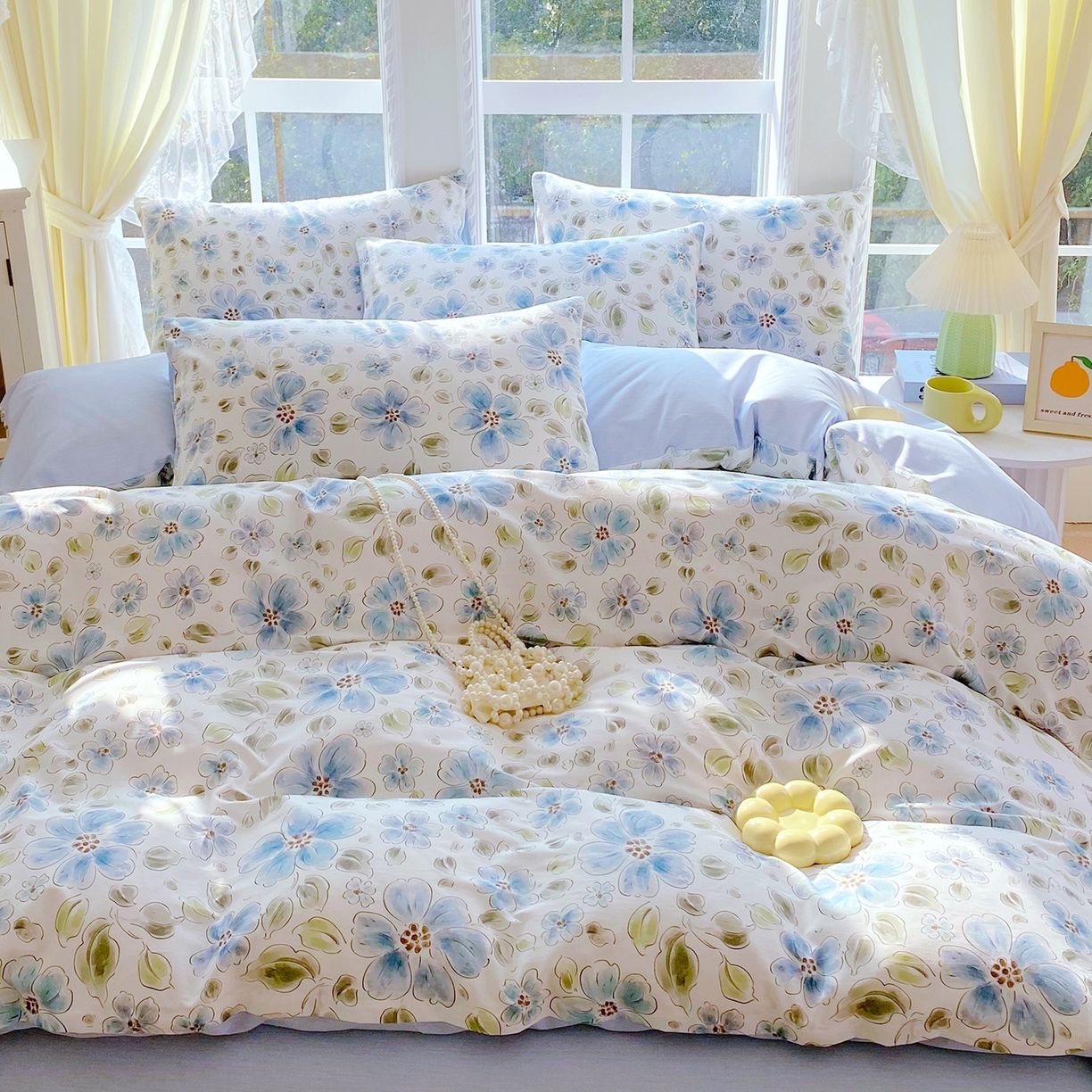 91家纺网 家纺一手货源 找家纺 小懒猪 2026新款北欧风高支高密全棉纯棉四件套（提供买家秀） 柳色衫林