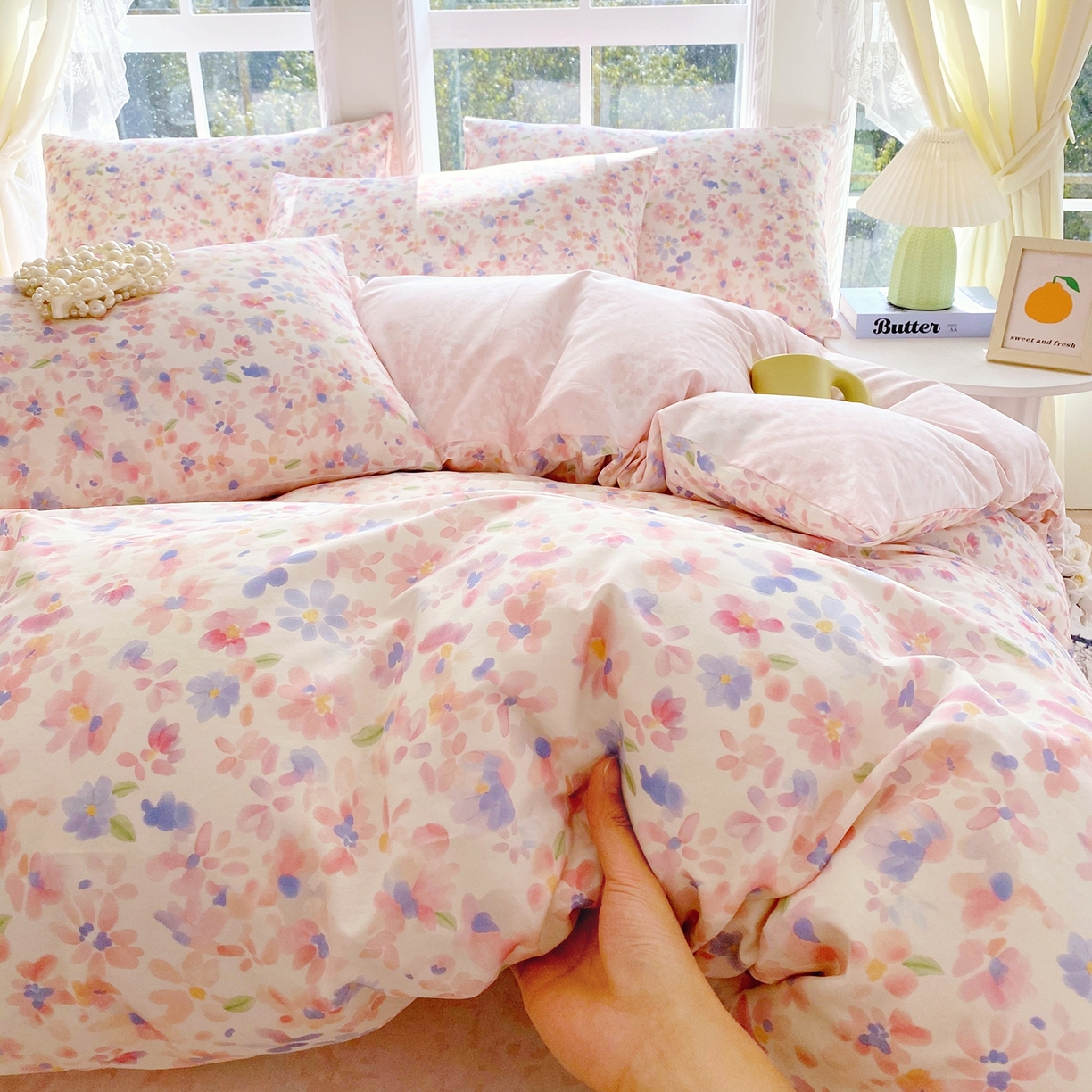 91家纺网 家纺一手货源 找家纺 小懒猪 2026新款北欧风高支高密全棉纯棉四件套（提供买家秀） 漫彩花韵