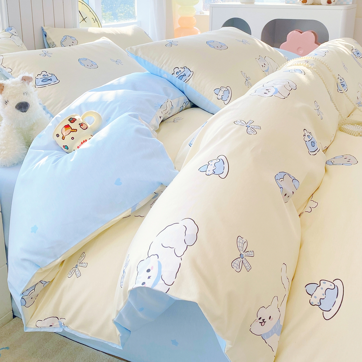 91家纺网 家纺一手货源 找家纺 小懒猪 2026新款北欧风高支高密全棉纯棉四件套（提供买家秀） 喵语时光