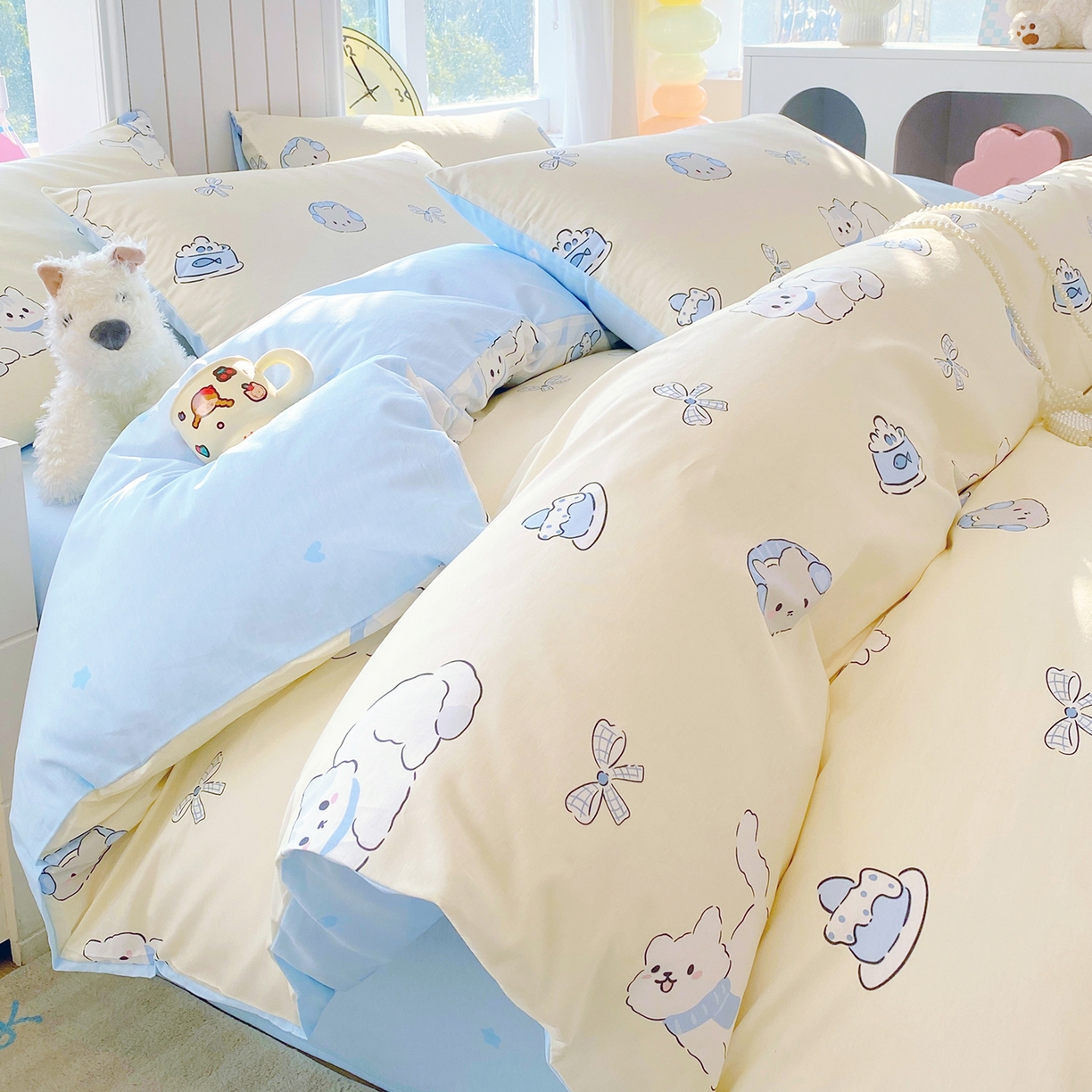 91家纺网 家纺一手货源 找家纺 小懒猪 2026新款北欧风高支高密全棉纯棉四件套（提供买家秀） 喵语时光