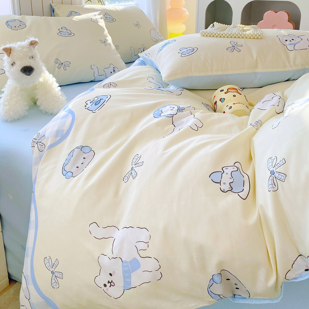 91家纺网 家纺一手货源 找家纺 小懒猪 2026新款北欧风高支高密全棉纯棉四件套（提供买家秀） 喵语时光