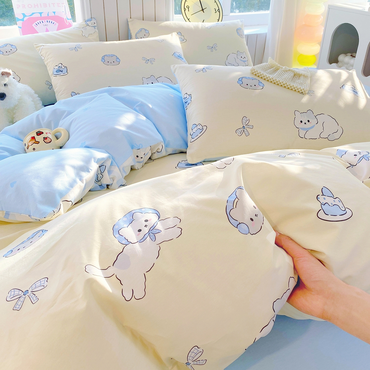 91家纺网 家纺一手货源 找家纺 小懒猪 2026新款北欧风高支高密全棉纯棉四件套（提供买家秀） 喵语时光