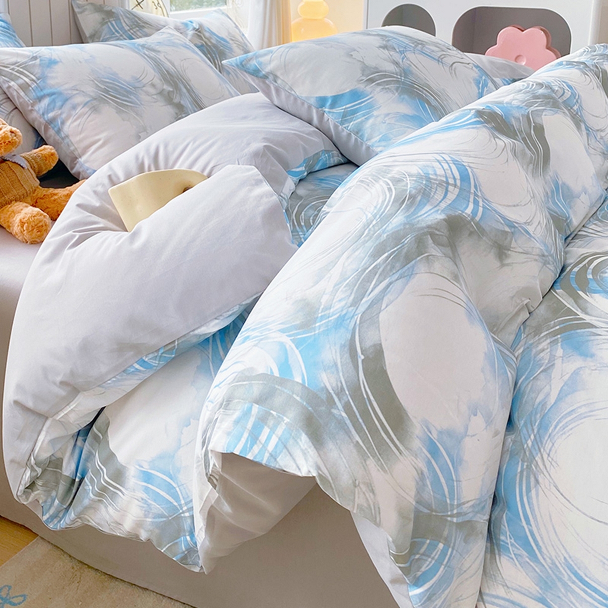 小懒猪 2026新款北欧风高支高密全棉纯棉四件套（提供买家秀） 墨旋