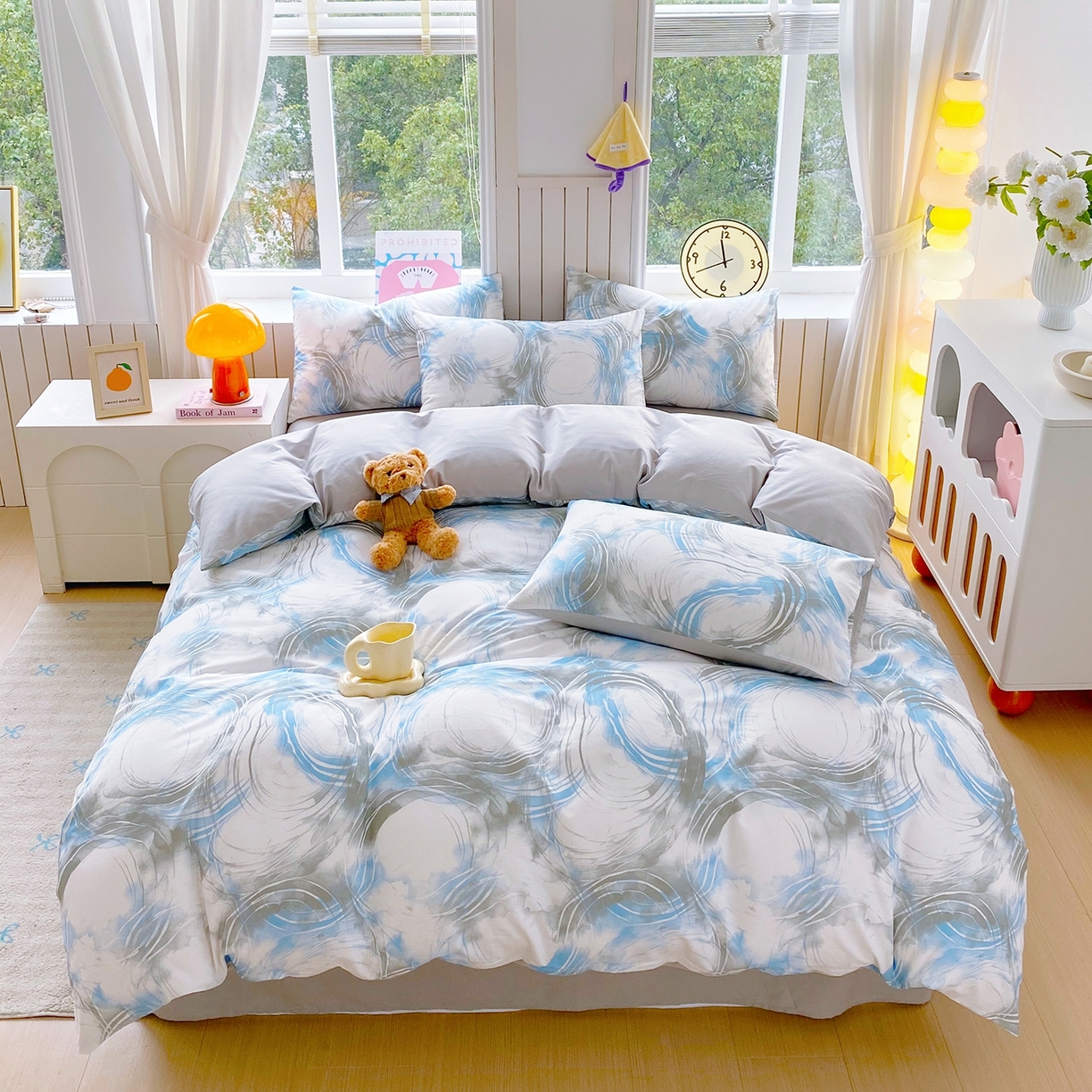 91家纺网 家纺一手货源 找家纺 小懒猪 2026新款北欧风高支高密全棉纯棉四件套（提供买家秀） 墨旋