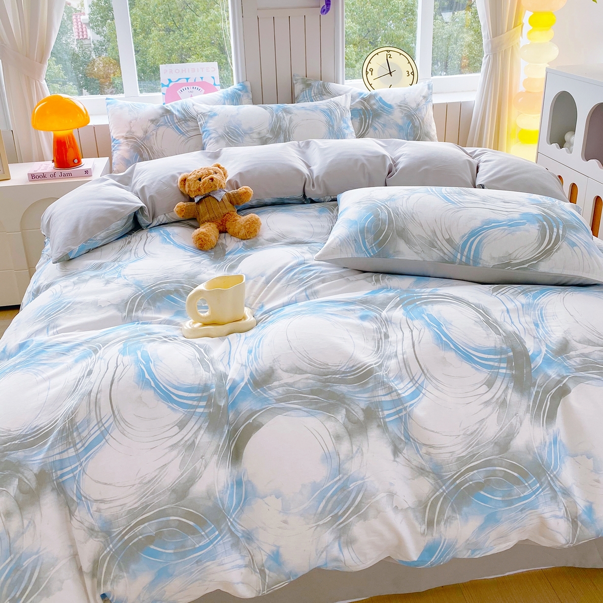 91家纺网 家纺一手货源 找家纺 小懒猪 2026新款北欧风高支高密全棉纯棉四件套（提供买家秀） 墨旋