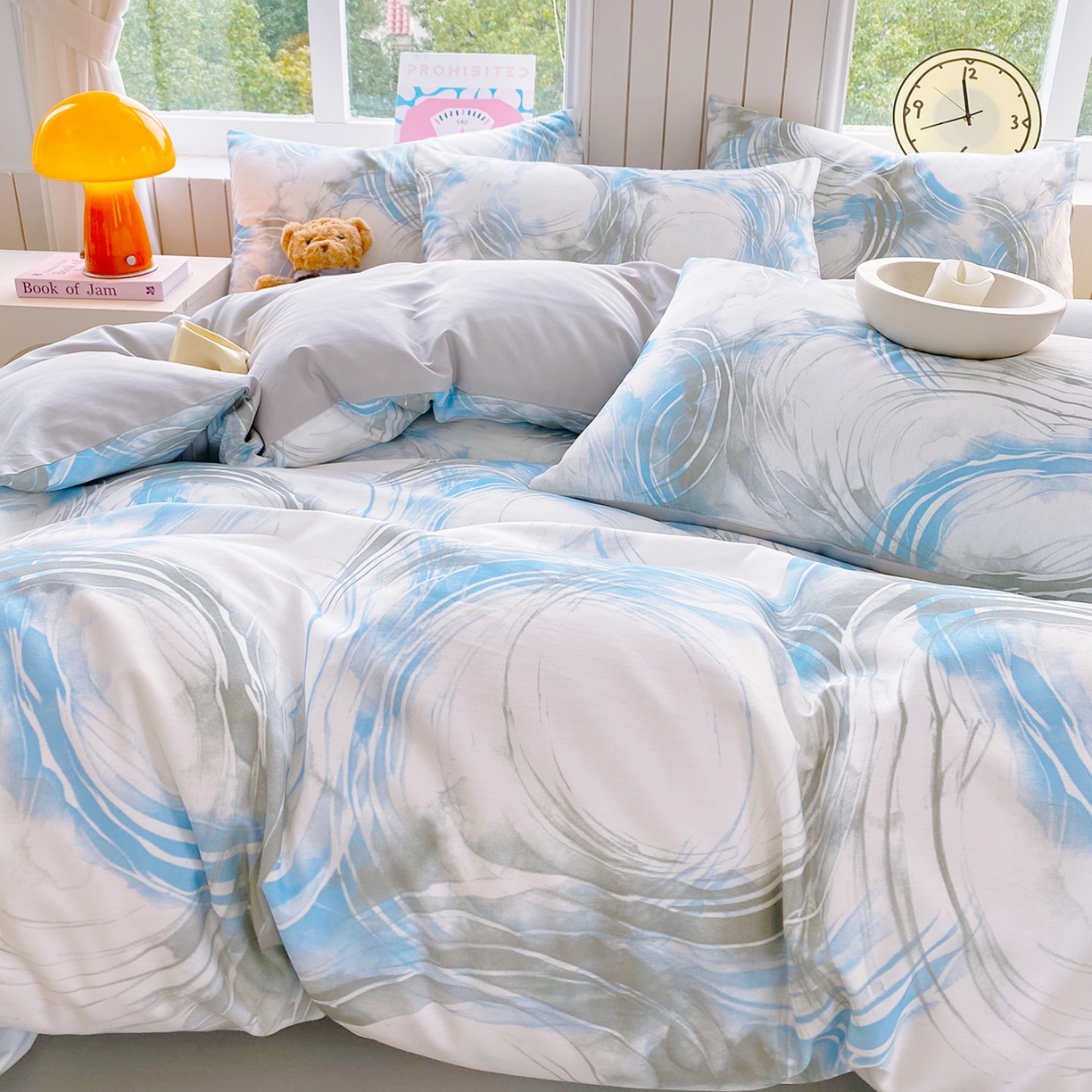 91家纺网 家纺一手货源 找家纺 小懒猪 2026新款北欧风高支高密全棉纯棉四件套（提供买家秀） 墨旋