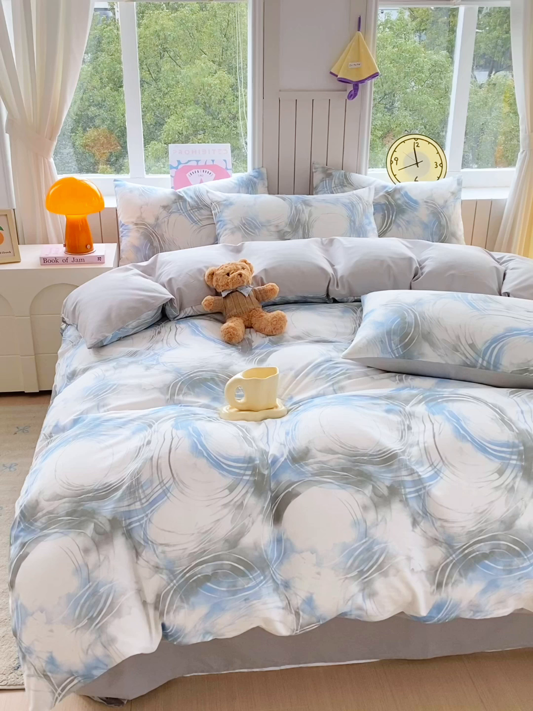 91家纺网 家纺一手货源 找家纺 小懒猪 2026新款北欧风高支高密全棉纯棉四件套（提供买家秀） 墨旋