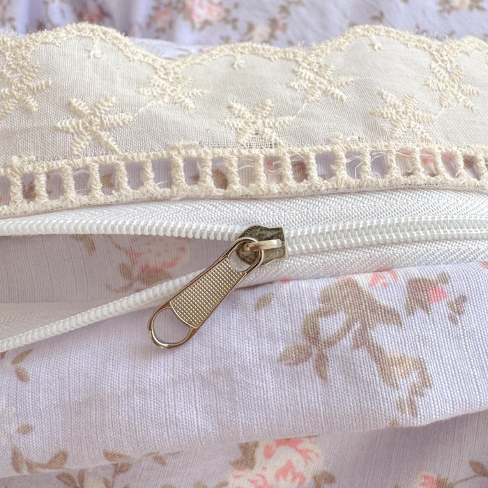 91家纺网 家纺一手货源 找家纺 温眠家纺 2025直播新款云感双层纱镂空花边四件套 花漫