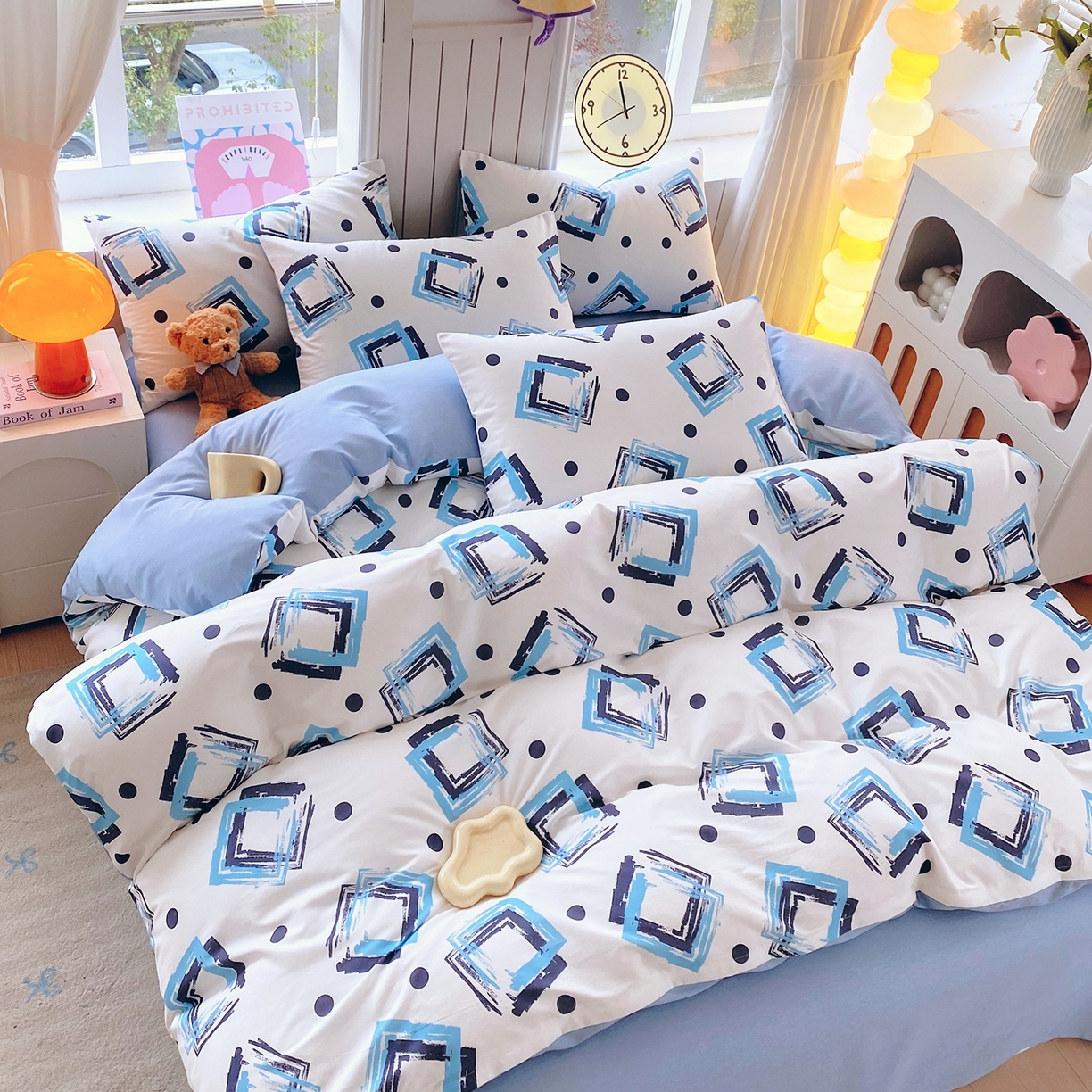 91家纺网 家纺一手货源 找家纺 小懒猪 2026新款北欧风高支高密全棉纯棉四件套（提供买家秀） 清棱