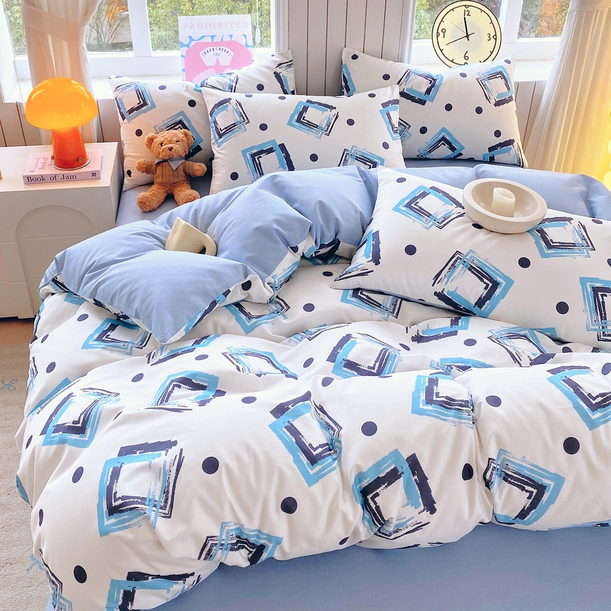 91家纺网 家纺一手货源 找家纺 小懒猪 2026新款北欧风高支高密全棉纯棉四件套（提供买家秀） 清棱