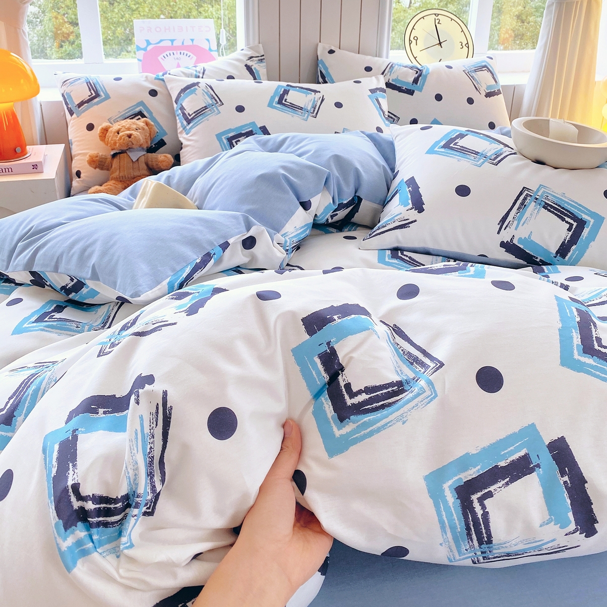 91家纺网 家纺一手货源 找家纺 小懒猪 2026新款北欧风高支高密全棉纯棉四件套（提供买家秀） 清棱