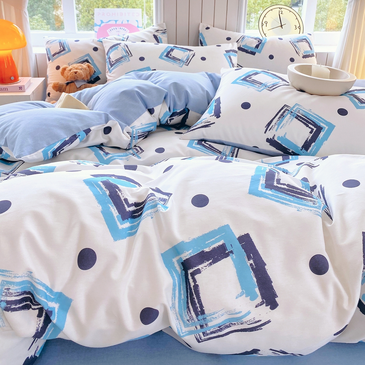 91家纺网 家纺一手货源 找家纺 小懒猪 2026新款北欧风高支高密全棉纯棉四件套（提供买家秀） 清棱