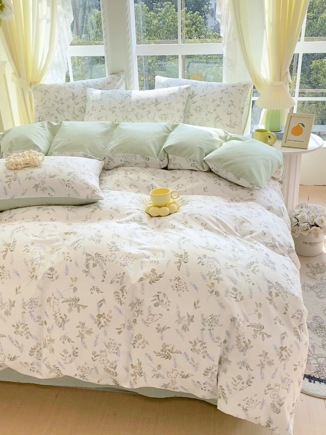 91家纺网 家纺一手货源 找家纺 小懒猪 2026新款北欧风高支高密全棉纯棉四件套（提供买家秀） 森屹兔眠