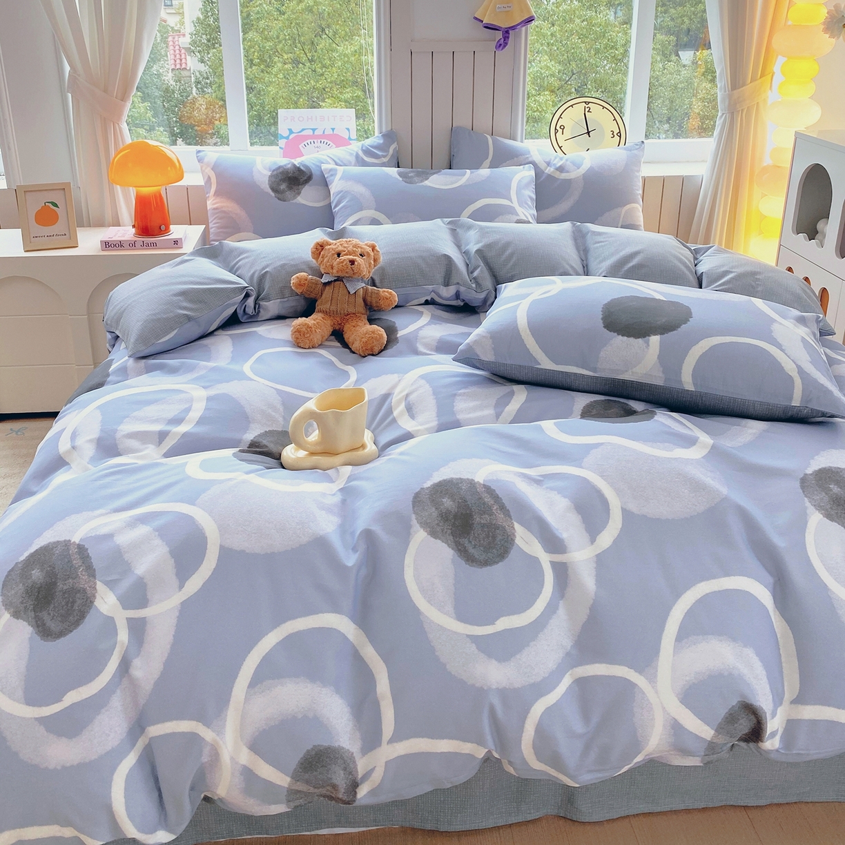 91家纺网 家纺一手货源 找家纺 小懒猪 2026新款北欧风高支高密全棉纯棉四件套（提供买家秀） 素环影