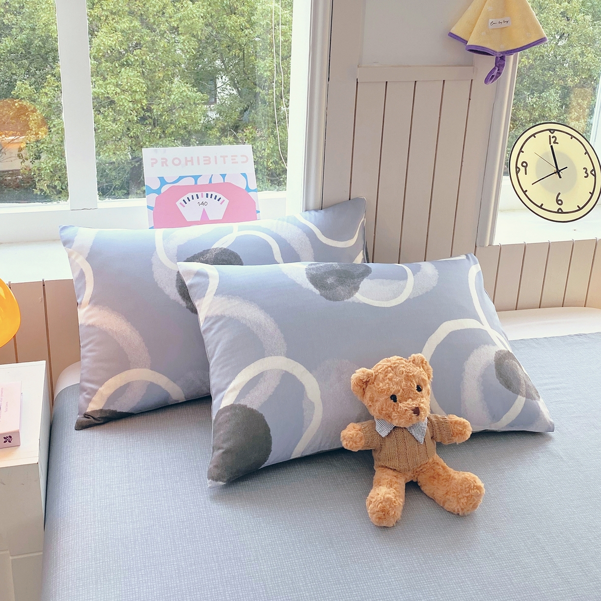 91家纺网 家纺一手货源 找家纺 小懒猪 2026新款北欧风高支高密全棉纯棉四件套（提供买家秀） 素环影