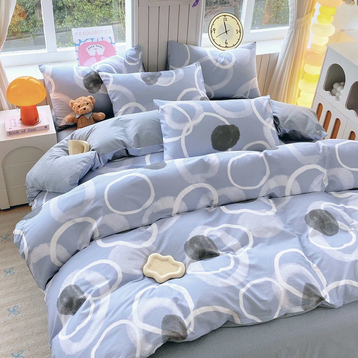 91家纺网 家纺一手货源 找家纺 小懒猪 2026新款北欧风高支高密全棉纯棉四件套（提供买家秀） 素环影