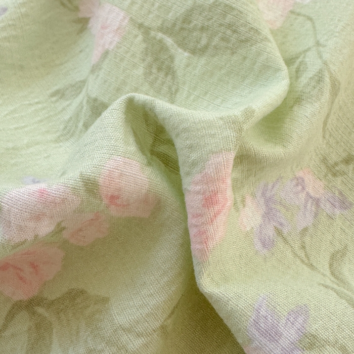 91家纺网 家纺一手货源 找家纺 温眠家纺 2025直播新款云感双层纱镂空花边四件套 木槿绿