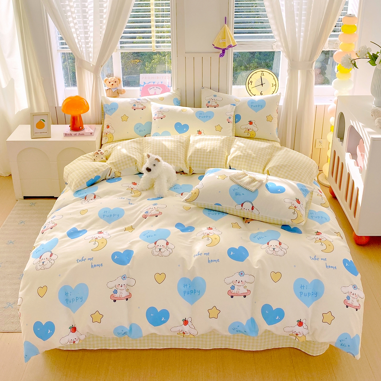 91家纺网 家纺一手货源 找家纺 小懒猪 2026新款北欧风高支高密全棉纯棉四件套（提供买家秀） 童梦汪旅