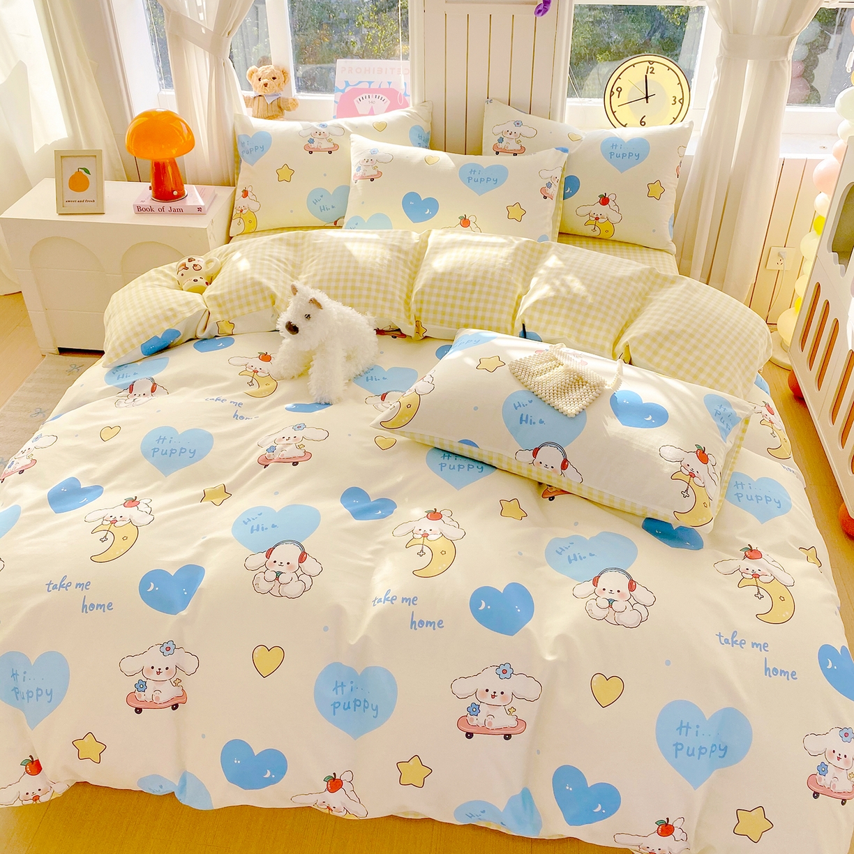 91家纺网 家纺一手货源 找家纺 小懒猪 2026新款北欧风高支高密全棉纯棉四件套（提供买家秀） 童梦汪旅