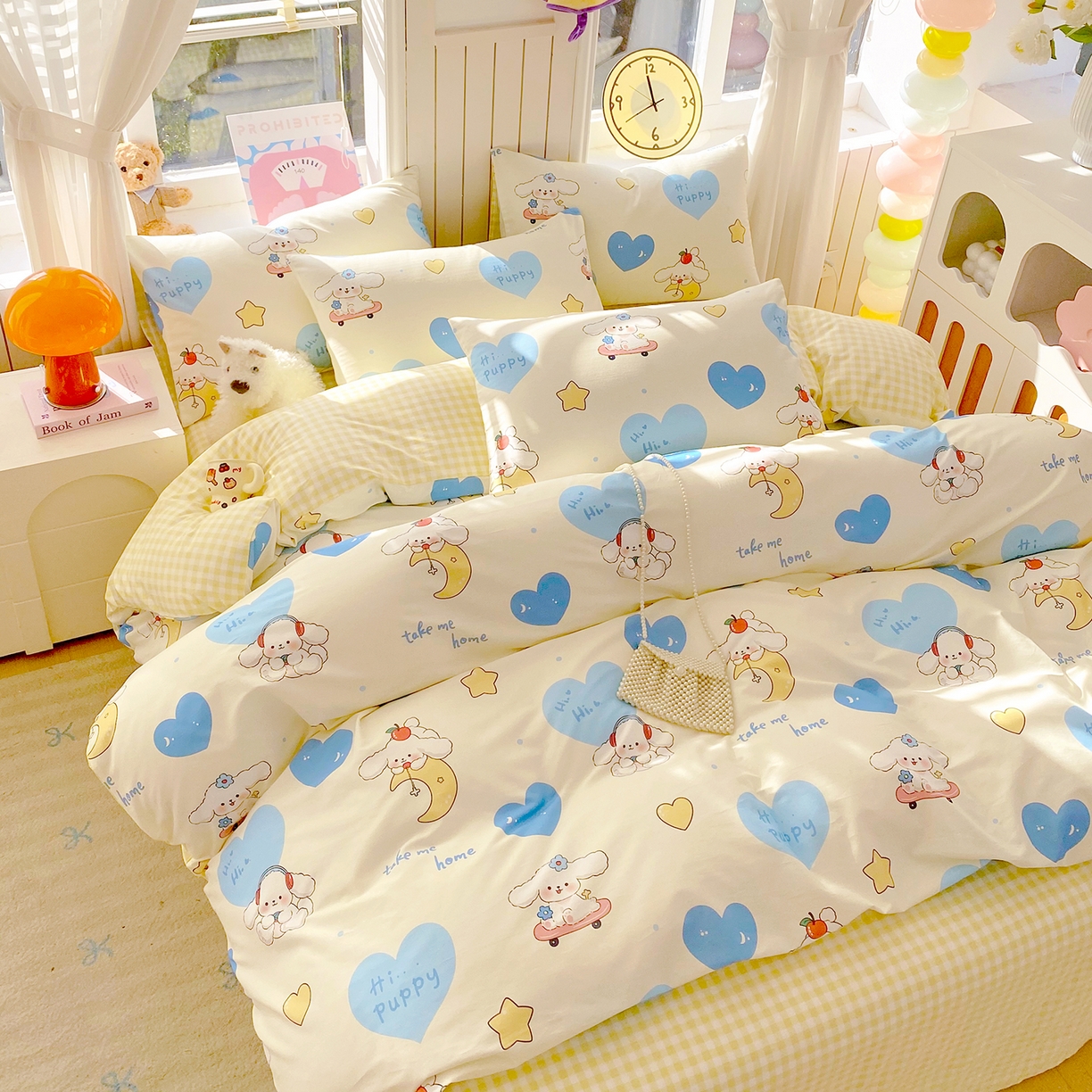 91家纺网 家纺一手货源 找家纺 小懒猪 2026新款北欧风高支高密全棉纯棉四件套（提供买家秀） 童梦汪旅