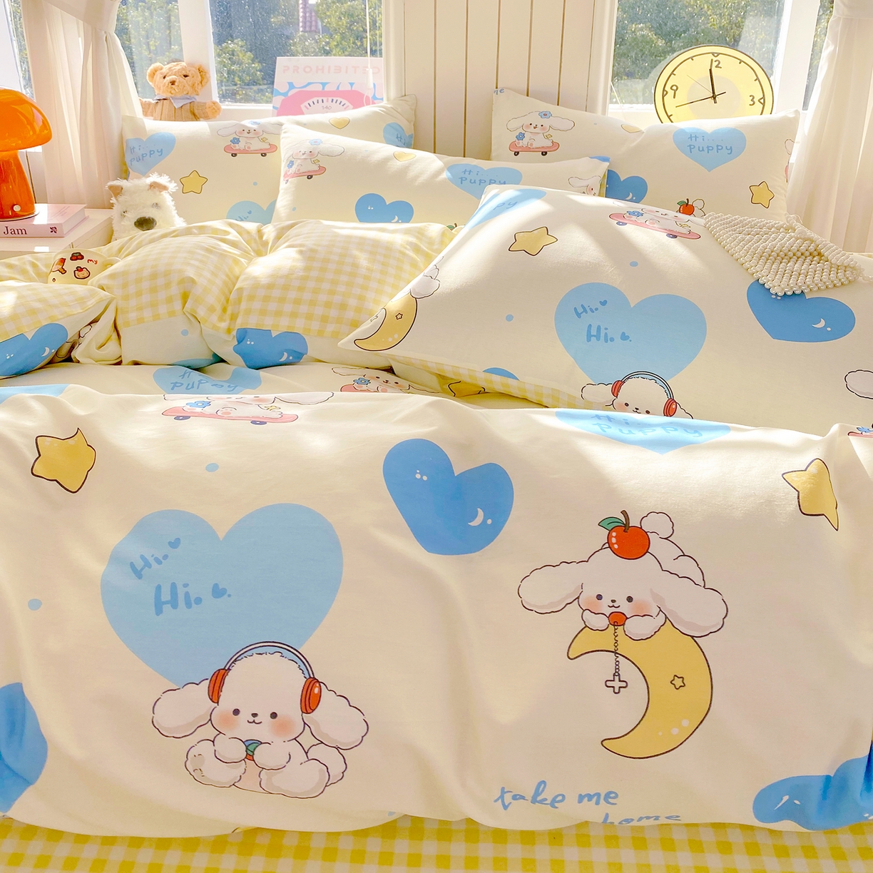 91家纺网 家纺一手货源 找家纺 小懒猪 2026新款北欧风高支高密全棉纯棉四件套（提供买家秀） 童梦汪旅