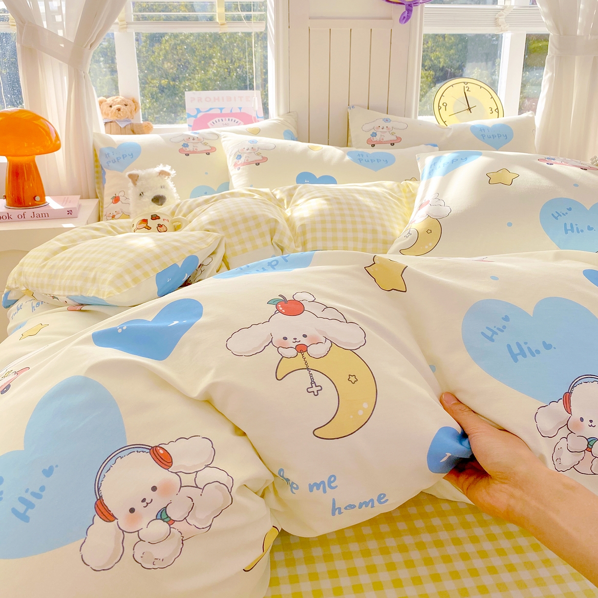 91家纺网 家纺一手货源 找家纺 小懒猪 2026新款北欧风高支高密全棉纯棉四件套（提供买家秀） 童梦汪旅