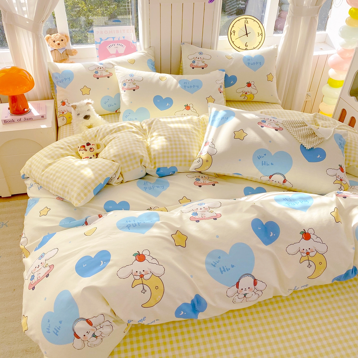 91家纺网 家纺一手货源 找家纺 小懒猪 2026新款北欧风高支高密全棉纯棉四件套（提供买家秀） 童梦汪旅