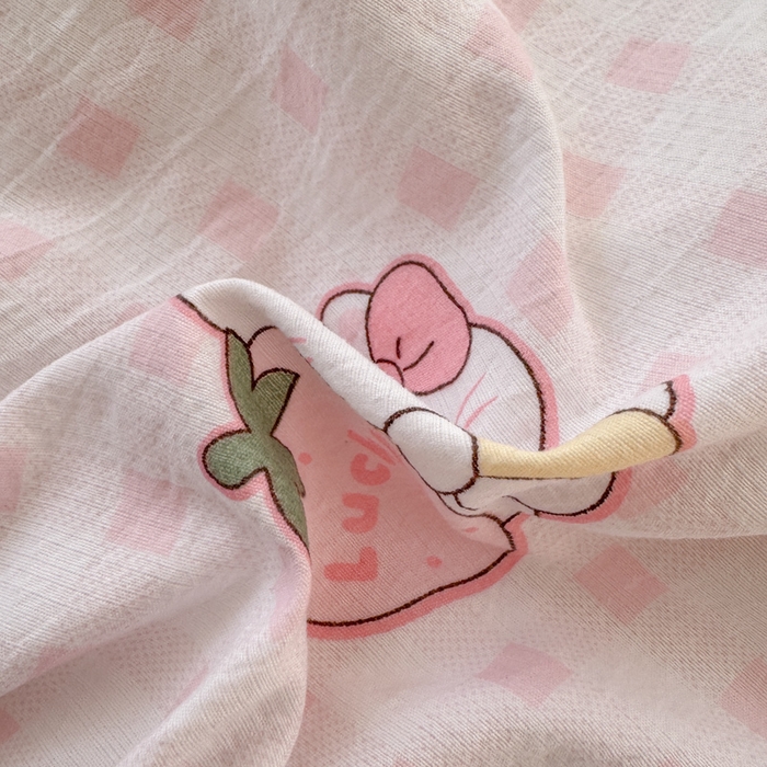 91家纺网 家纺一手货源 找家纺 温眠家纺 2025直播新款云感双层纱镂空花边四件套 甜心猫咪