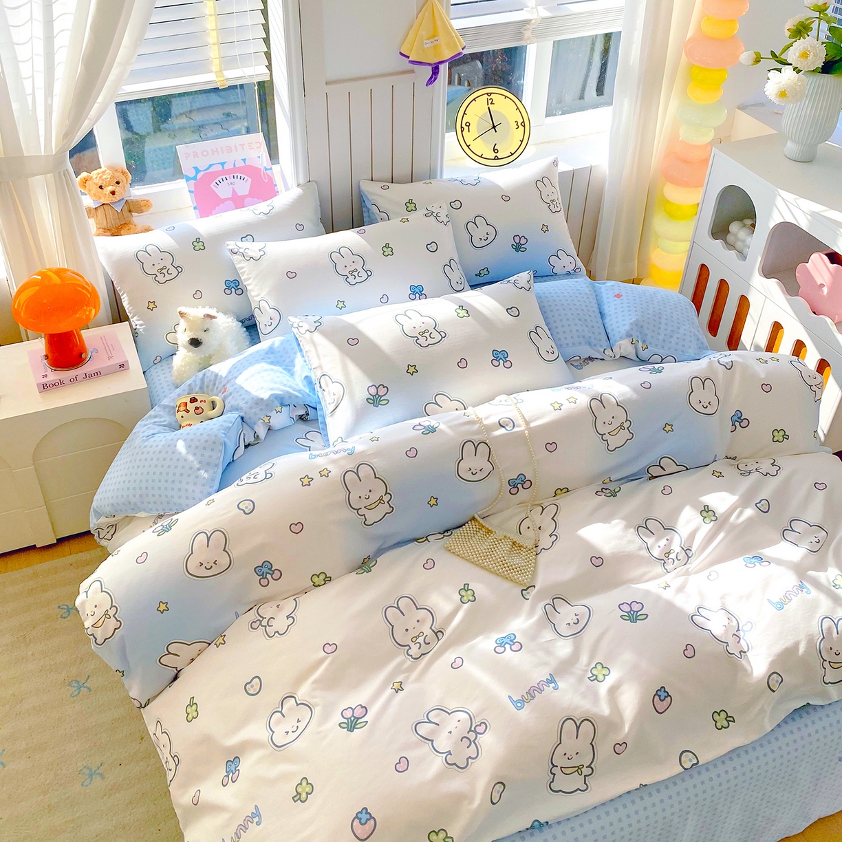 91家纺网 家纺一手货源 找家纺 小懒猪 2026新款北欧风高支高密全棉纯棉四件套（提供买家秀） 星兔软糖