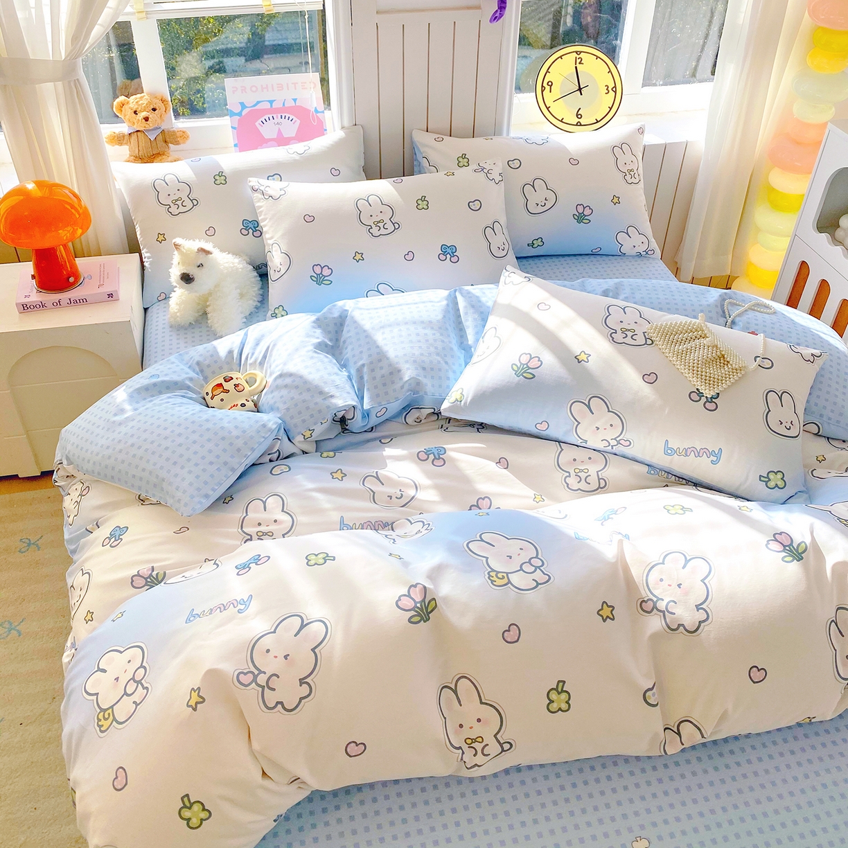 91家纺网 家纺一手货源 找家纺 小懒猪 2026新款北欧风高支高密全棉纯棉四件套（提供买家秀） 星兔软糖