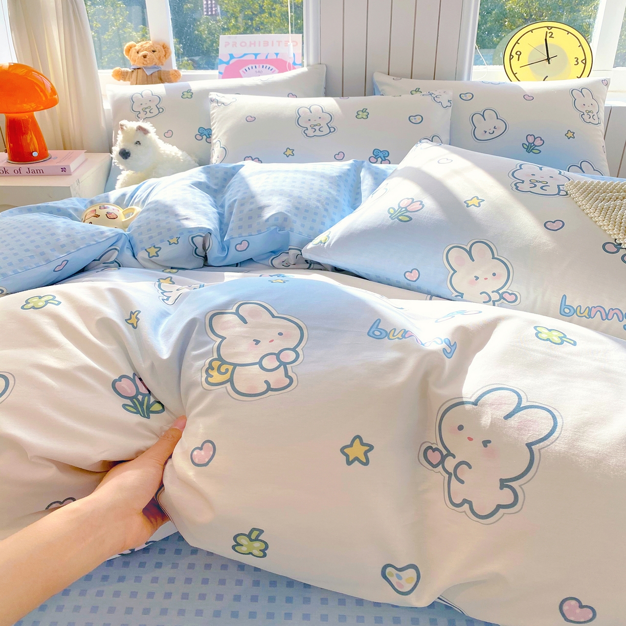 91家纺网 家纺一手货源 找家纺 小懒猪 2026新款北欧风高支高密全棉纯棉四件套（提供买家秀） 星兔软糖