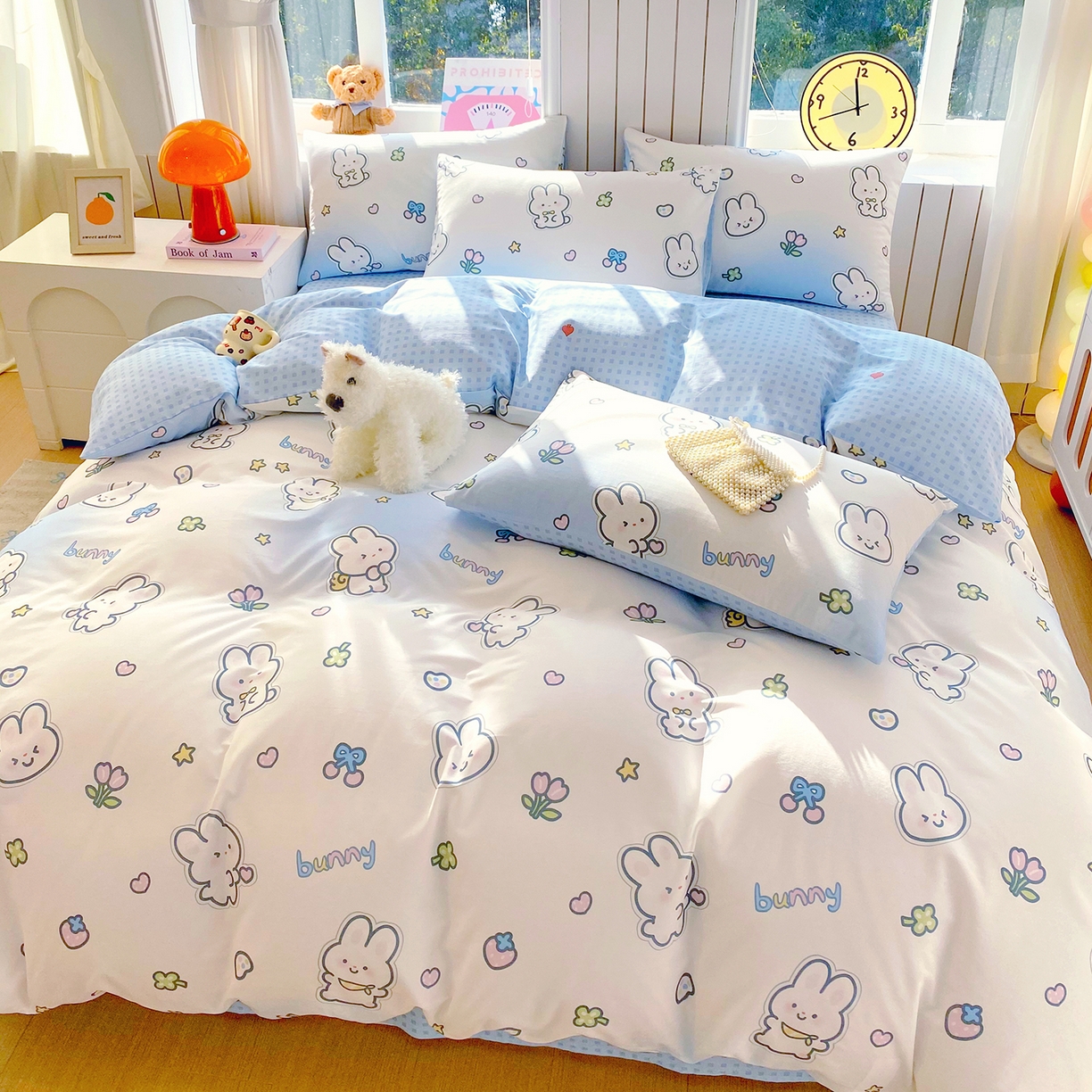 91家纺网 家纺一手货源 找家纺 小懒猪 2026新款北欧风高支高密全棉纯棉四件套（提供买家秀） 星兔软糖