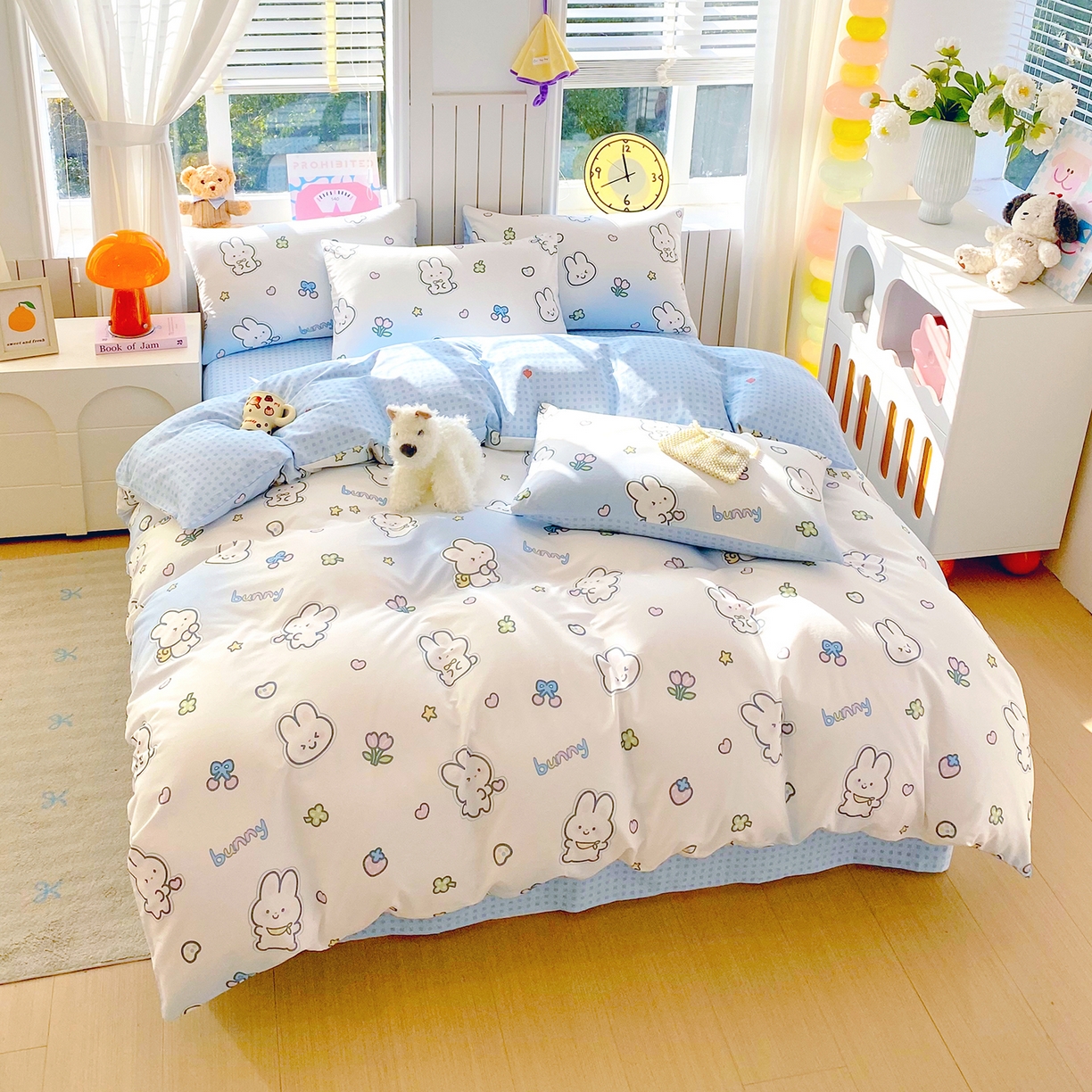 91家纺网 家纺一手货源 找家纺 小懒猪 2026新款北欧风高支高密全棉纯棉四件套（提供买家秀） 星兔软糖