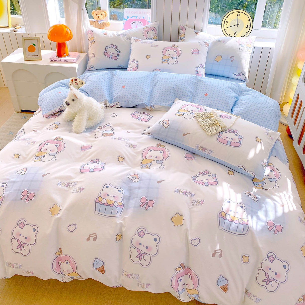 91家纺网 家纺一手货源 找家纺 小懒猪 2026新款北欧风高支高密全棉纯棉四件套（提供买家秀） 元气熊仔