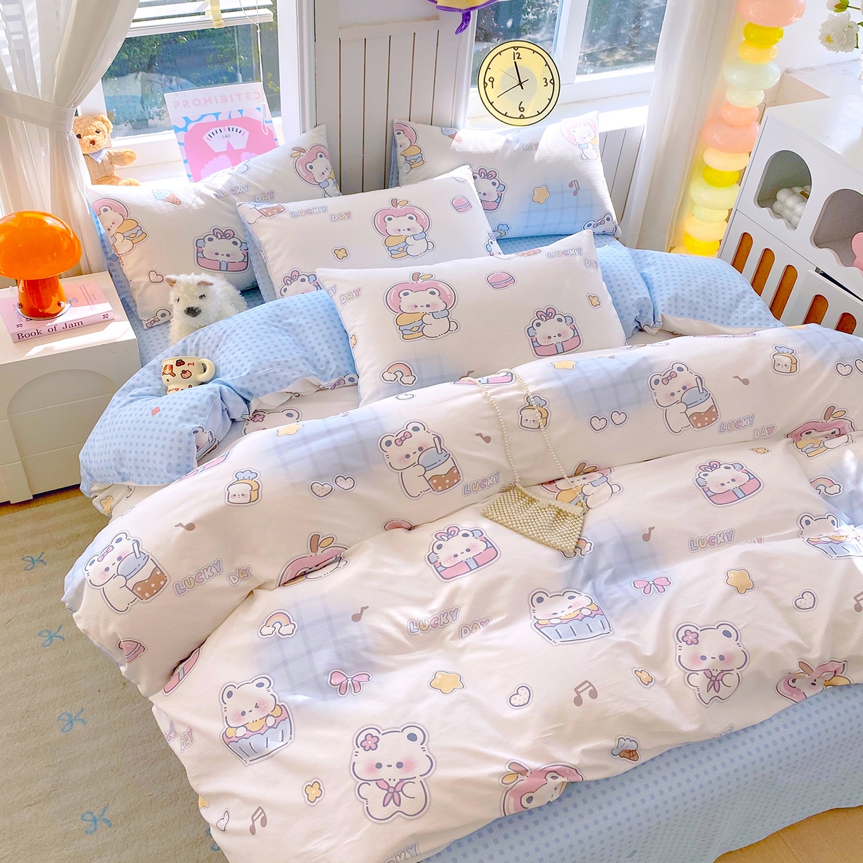 91家纺网 家纺一手货源 找家纺 小懒猪 2026新款北欧风高支高密全棉纯棉四件套（提供买家秀） 元气熊仔