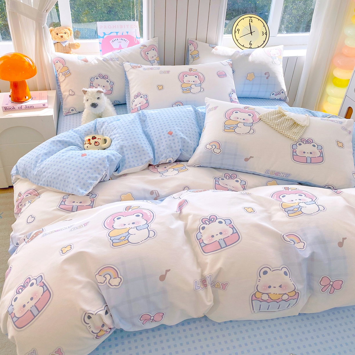 91家纺网 家纺一手货源 找家纺 小懒猪 2026新款北欧风高支高密全棉纯棉四件套（提供买家秀） 元气熊仔