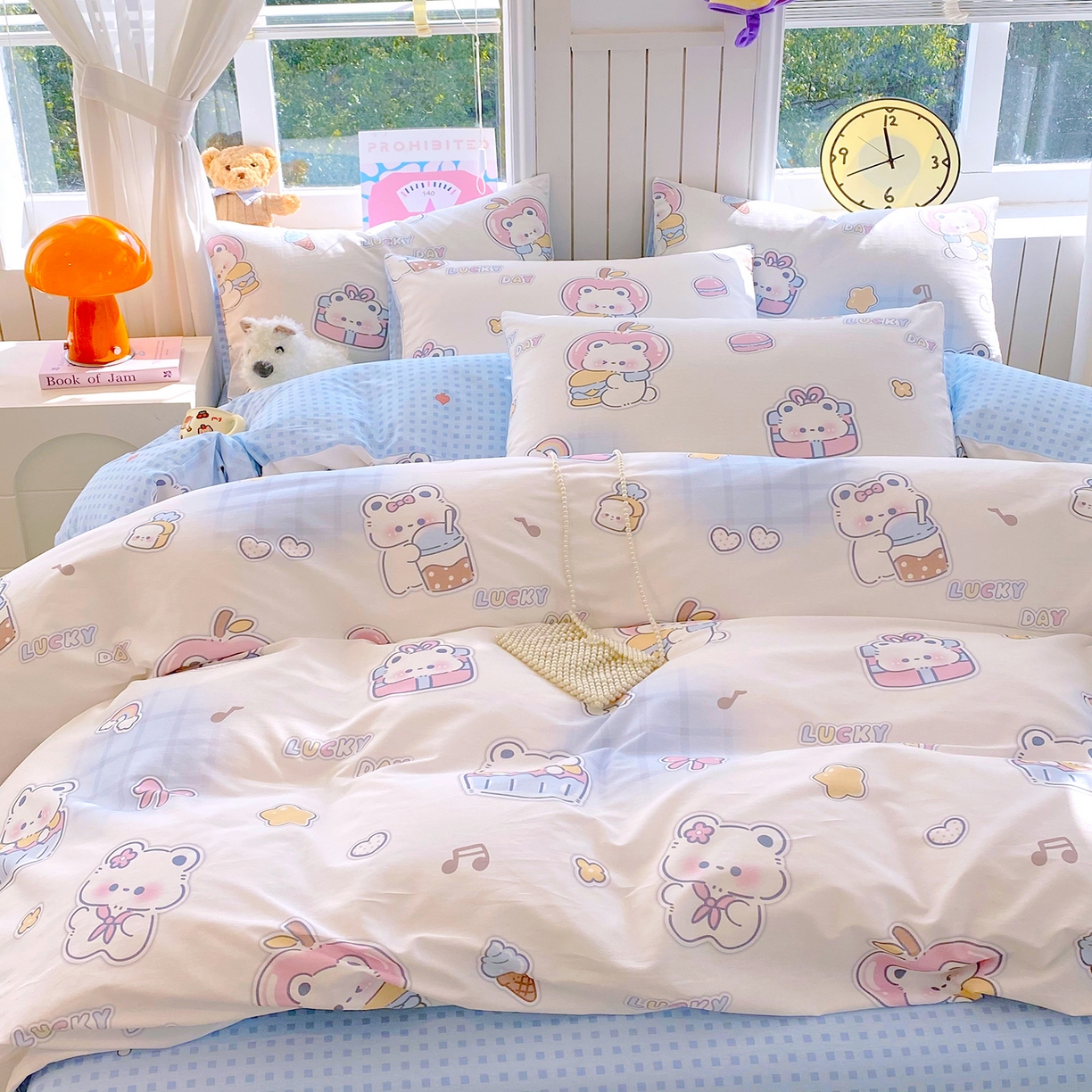 91家纺网 家纺一手货源 找家纺 小懒猪 2026新款北欧风高支高密全棉纯棉四件套（提供买家秀） 元气熊仔