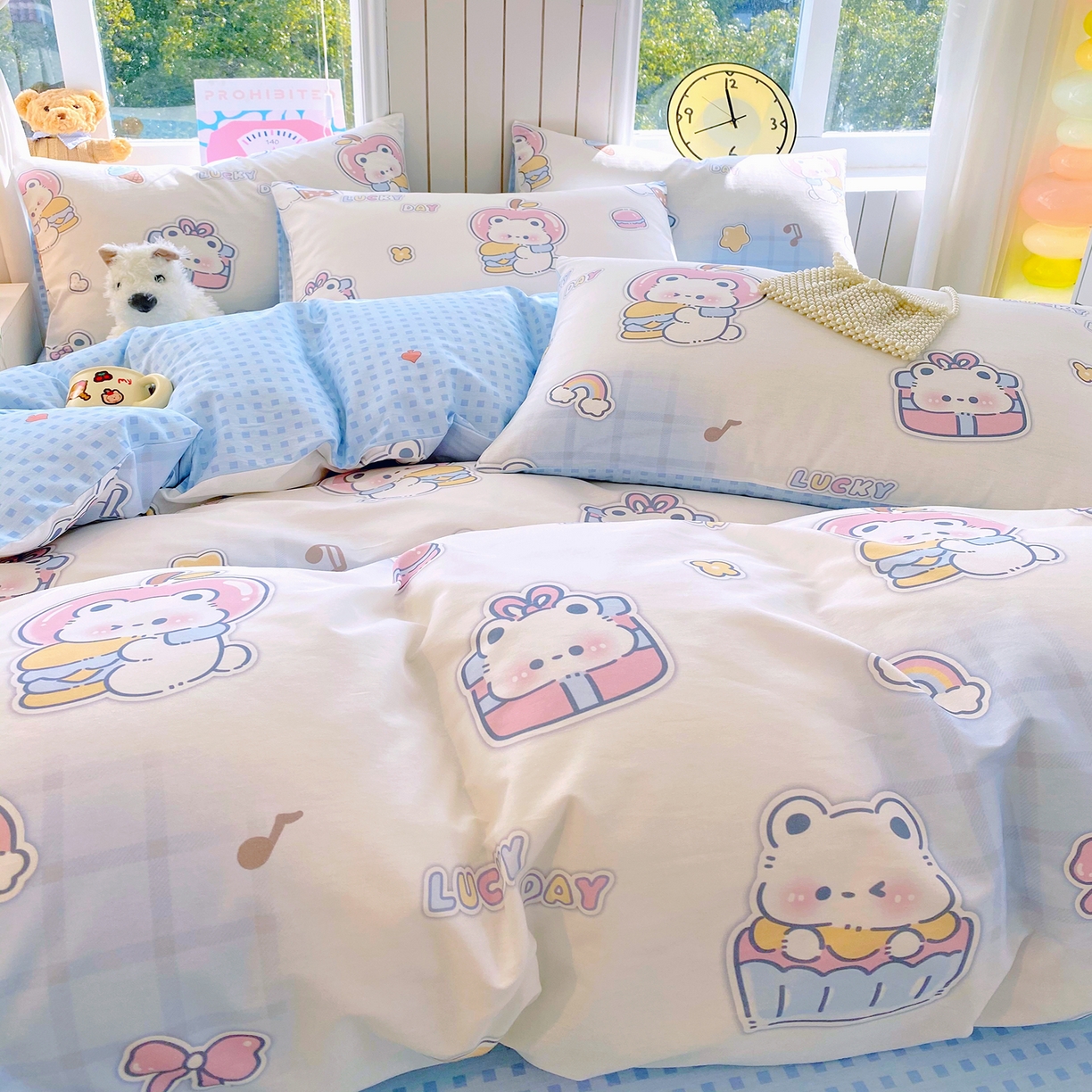 91家纺网 家纺一手货源 找家纺 小懒猪 2026新款北欧风高支高密全棉纯棉四件套（提供买家秀） 元气熊仔