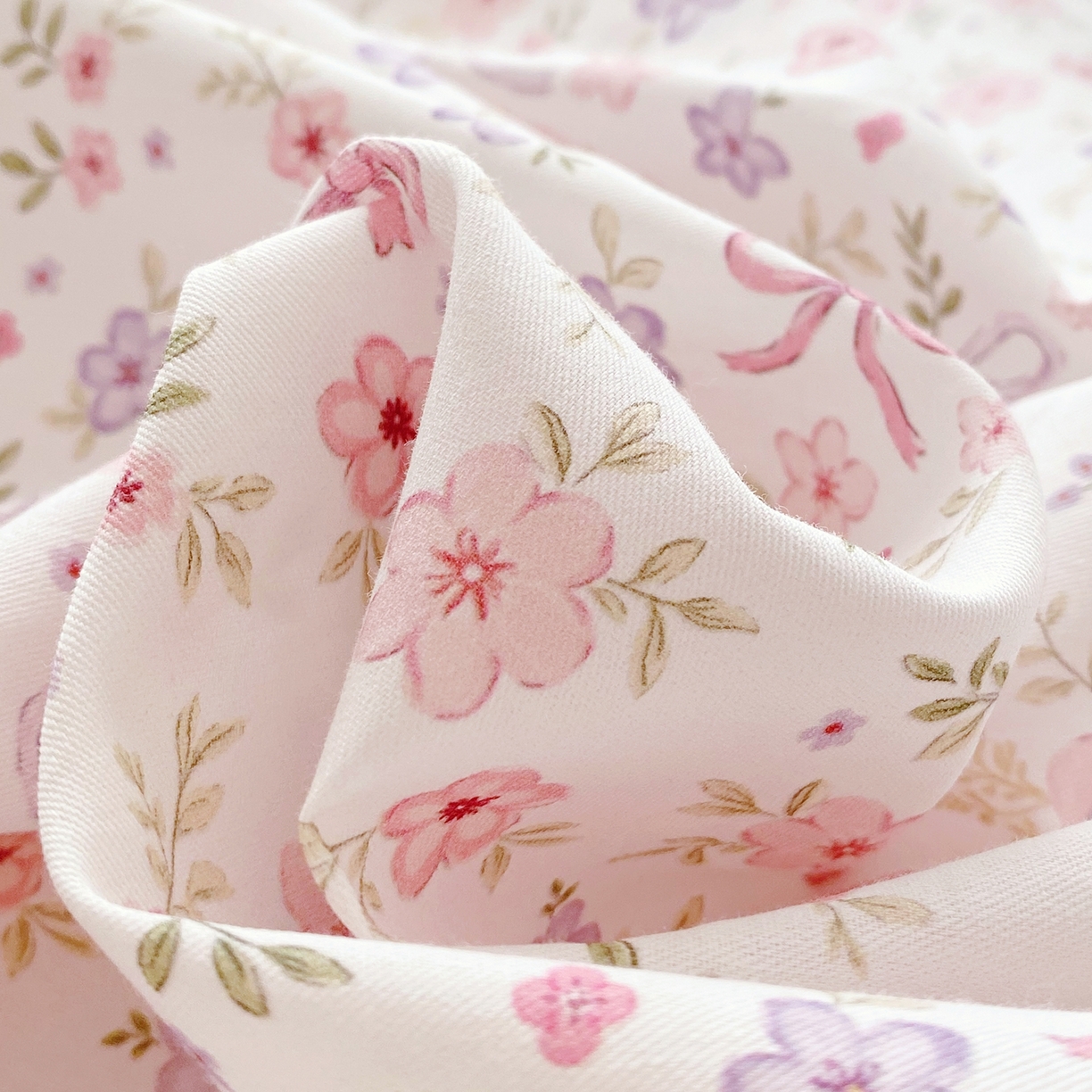 91家纺网 家纺一手货源 找家纺 小懒猪 2026新款北欧风高支高密全棉纯棉四件套（提供买家秀） 紫粉花漾