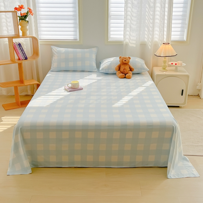 91家纺网 家纺一手货源 找家纺 温眠家纺 2025新款水洗棉色织单床单系列-单枕套 海盐气泡