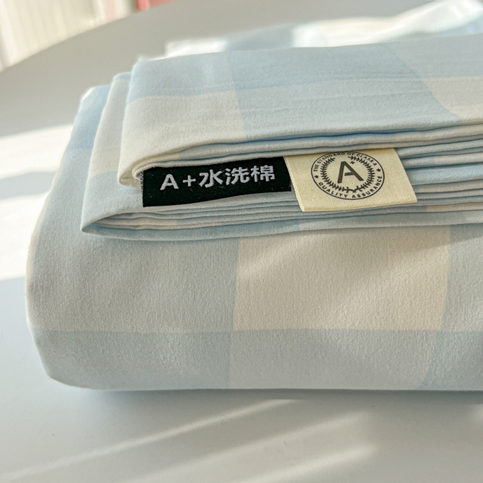 91家纺网 家纺一手货源 找家纺 温眠家纺 2025新款水洗棉色织单床单系列-单枕套 海盐气泡