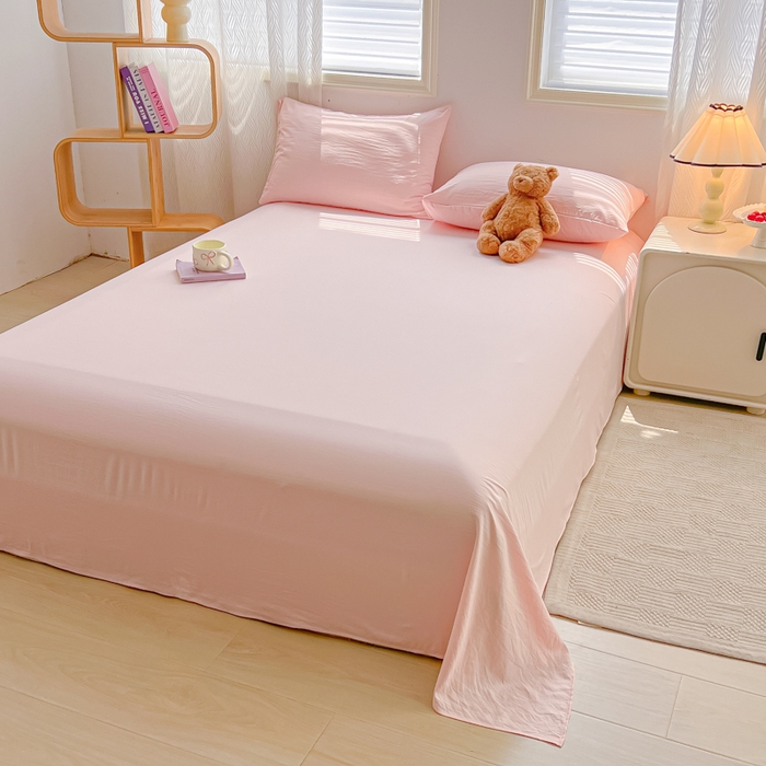 91家纺网 家纺一手货源 找家纺 温眠家纺 2025新款水洗棉色织单床单系列-单枕套 奶粉